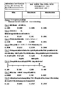 Đề kiểm tra giữa học kì II Toán Lớp 3 - Năm học 2013-2014 - Trường Tiểu học Lương Tài