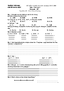 Đề kiểm tra giữa học kì II Toán Lớp 3 - Năm học 2013-2014 - Trường Tiểu học Nguyễn Minh Chấn