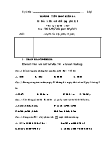 Đề kiểm tra giữa học kì II Toán, Tiếng việt Lớp 3 - Năm học 2008-2009 - Trường Tiểu học Hiền Đa