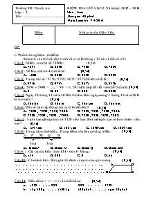 Đề kiểm tra giữa học kì II Toán, Tiếng việt Lớp 3 - Năm học 2013-2014 - Trường Tiểu học Thanh An