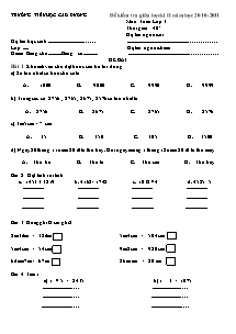 Đề kiểm tra giữa học kì II Toán, Tiếng việt Lớp 3 - Năm học 2010-2011 - Trường Tiểu học Cao Dương