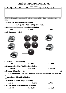 Đề kiểm tra giữa học kỳ I Toán Khối 3 - Năm học 2009-2010