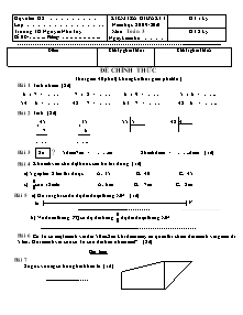 Đề kiểm tra giữa học kỳ I Toán Lớp 3 - Năm học 2009-2010 - Trường Tiểu học Nguyễn Nho Túy