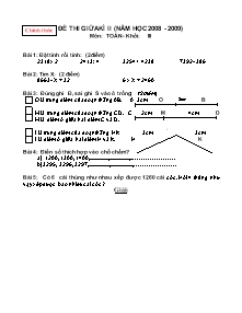 Đề kiểm tra giữa học kỳ II môn Toán Lớp 3 - Năm học 2008-2009