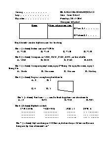 Đề kiểm tra giữa học kỳ II Toán Khối 3 - Năm học 2013-2014