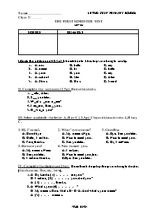 Đề kiểm tra học kì I Tiếng anh Lớp 3 (Có đáp án) - Trường Tiểu học Lê Thọ Xuân