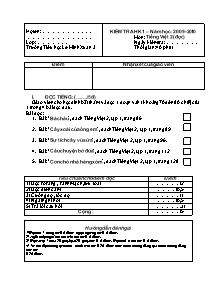 Đề kiểm tra học kì I Tiếng việt Lớp 2 - Năm học 2009-2010 - Trường Tiểu học Lê Xuân Minh 3