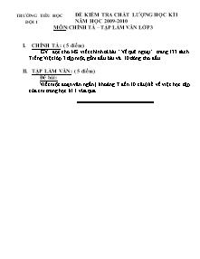 Đề kiểm tra học kì I Tiếng việt Lớp 3 - Năm học 2009-2010 - Trường Tiểu học Đội 1