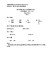 Đề kiểm tra học kì I Toán Lớp 3 - Năm học 2010-2011 - Trường Tiểu học Tả Giàng Phình
