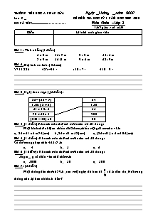 Đề kiểm tra học kì I Toán, Tiếng việt Lớp 3 - Năm học 2009-2010 - Trường Tiểu học A Ngan Dừa