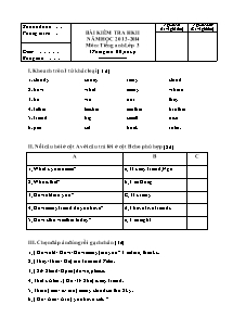 Đề kiểm tra học kì II Tiếng anh Lớp 3 - Năm học 2013-2014