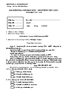 Đề kiểm tra học kì II Tiếng việt Lớp 2 - Năm học 2007-2008 - Trường Tiểu học Kinh Môn