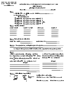 Đề kiểm tra học kì II Toán Lớp 3 - Năm học 2007-2008 - Trường Tiểu học Đồng Tiến