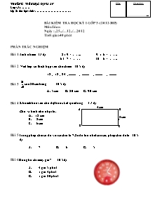 Đề kiểm tra học kì II Toán Lớp 3 - Năm học 2012-2013 - Trường Tiểu học Định An