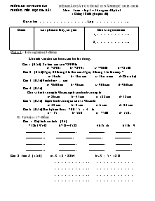 Đề kiểm tra học kì II Toán Lớp 3 - Năm học 2013-2014 - Trường Tiểu học Kim Bài