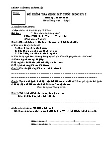 Đề kiểm tra học kỳ I Tiếng việt Khối 2 - Năm học 2011-2012 - Trường Tiểu học Tráng Liệt