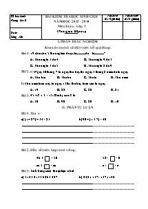 Đề kiểm tra học sinh giỏi Toán, Tiếng việt Lớp 3 (Có đáp án) - Năm học 2013-2014