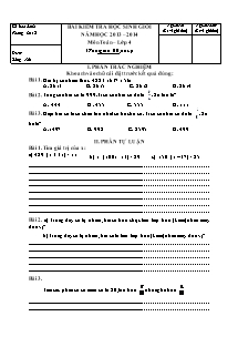 Đề kiểm tra học sinh giỏi Toán, Tiếng việt Lớp 4 (Có đáp án) - Năm học 2013-2014