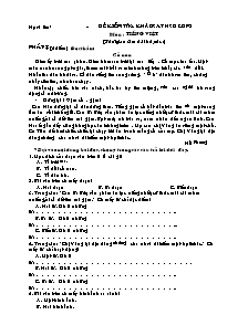 Đề kiểm tra khảo sát học sinh giỏi Tiếng việt Khối 3