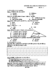 Đề kiểm tra khảo sát học sinh giỏi Toán Lớp 3 - Đề số 1