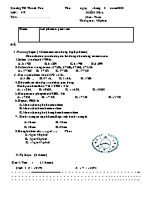 Đề kiểm tra tháng 4 Toán Lớp 3 - Năm học 2013-2014 - Trường Tiểu học Thanh Tân