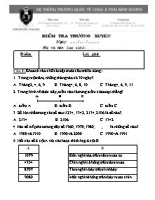 Đề kiểm tra thường xuyên Toán Lớp 3 - Trường Quốc tế Châu Á Thái Bình Dương