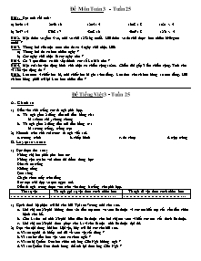 Đề ôn luyện tuần 25 Toán, Tiếng việt Lớp 3 - Năm học 2009-2010