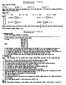 Đề ôn luyện tuần 26 Toán, Tiếng việt Lớp 3 - Năm học 2009-2010