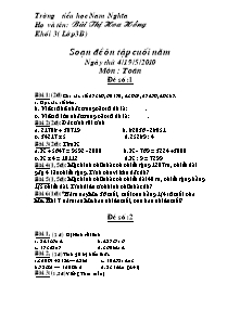 Đề ôn tập cuối năm Toán Lớp 3 - Năm học 2009-2010 - Bùi Thị Hoa Hồng