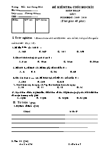 Đề thi cuối học kì I Toán, Tiếng việt Lớp 3 - Năm học 2009-2010 - Trường Tiểu học Song Mai