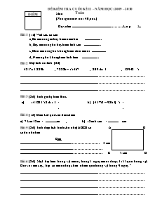 Đề thi cuối học kì II Toán, Tiếng việt Lớp 3 - Năm học 2009-2010