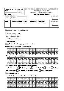 Đề thi học sinh giỏi cấp trường Tiếng việt, Toán Lớp 2 - Năm học 2012-2013 - Trường Tiểu học B Vĩnh Phú Tây