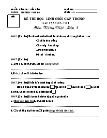 Đề thi học sinh giỏi cấp trường Tiếng việt, Toán Lớp 3 - Năm học 2008-2009 - Trường Tiểu học Tam Đa