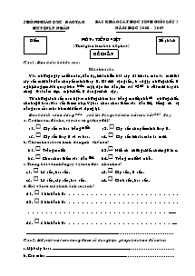 Đề thi học sinh giỏi Tiếng việt Lớp 3 - Năm học 2008-2009 - Phòng GD&ĐT Lý Nhân
