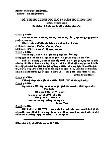 Đề thi học sinh giỏi Tiếng việt Lớp 5 - Năm học 2006-2007 - Trường Tiểu học Thiệu Ngọc