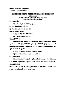 Đề thi học sinh giỏi Toán Khối 4 - Năm học 2006-2007 - Trường Tiểu học Thiệu Ngọc