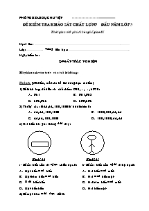 Đề thi khảo sát chất lượng đầu năm Toán Lớp 3