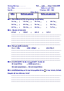 Đề thi kiểm tra cuối học kì I Toán Lớp 3 - Năm học 2009-2010