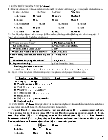 Đề thi Olympic môn Tiếng anh Lớp 4 - Năm học 2010-2011