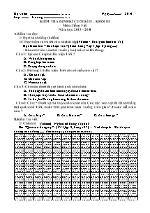 Đề và đáp án kiểm tra cuối học kì II Tiếng việt Lớp 3 - Năm học 2013-2014