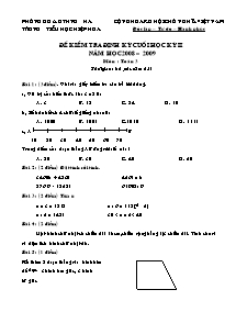 Đề và đáp án kiểm tra cuối học kì II Toán Lớp 3 - Năm học 2008-2009 - Trường Tiểu học Hiệp Hòa