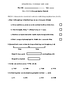 Đề và đáp án kiểm tra cuối năm môn Toán Lớp 3 - Năm học 2009-2010