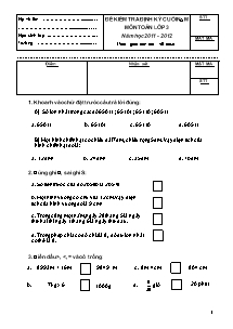 Đề và đáp án kiểm tra cuối năm Toán Lớp 3 - Năm học 2011-201