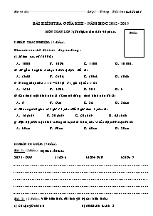 Đề và đáp án kiểm tra giữa học kì II môn Toán Khối 3 - Năm học 2012-2013 - Trường Tiểu học Lai Cách 1