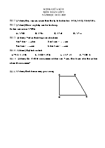 Đề và đáp án kiểm tra giữa học kì II môn Toán Lớp 3 - Năm học 2012-2013