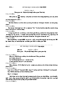 Đề và đáp án thi học sinh giỏi tháng 12 Toán Lớp 5