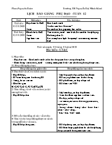 Giáo án phụ đạo Toán, Tiếng việt Lớp 3 - Tuần 12 - Năm học 2011-2012 - Phan Nguyên Thảo