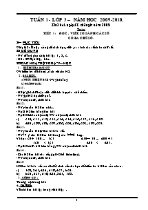 Giáo án Tổng hợp Khối  3 - Tuần 1 - Năm học 2009-2010