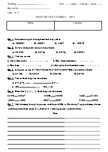 2 Đề ôn tập kiểm tra cuối học kì I môn Toán Khối 4