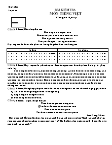 Bài kiểm tra môn Tiếng việt Lớp 4